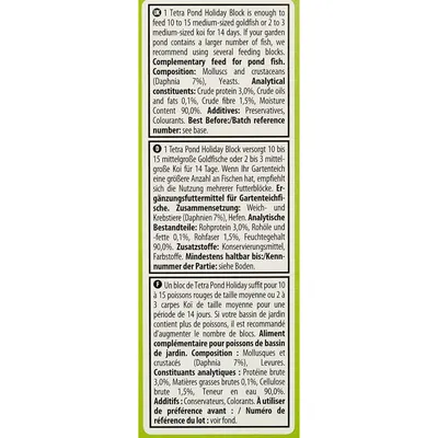 Tetra - Aliment complet Holiday 14 jours pour Poissons  et Carpes koï