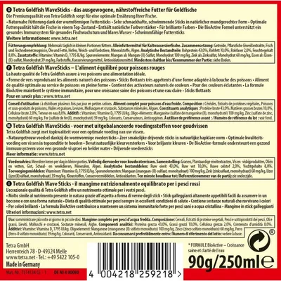 Tetra - Goldfish Wave Sticks 90 g -250 ml Aliment complet pour les poissons