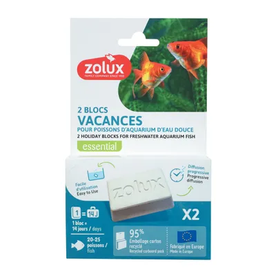 2 Blocs Vacances  nourriture pour 20- 25  poissons 1 bloc pour 14 jours
