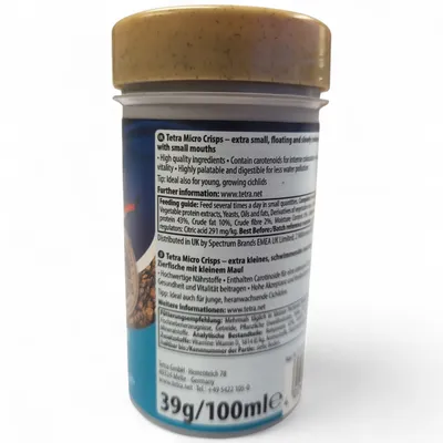 Micro crips aliment complet pour petit poisson tropicaux 39g/100ml