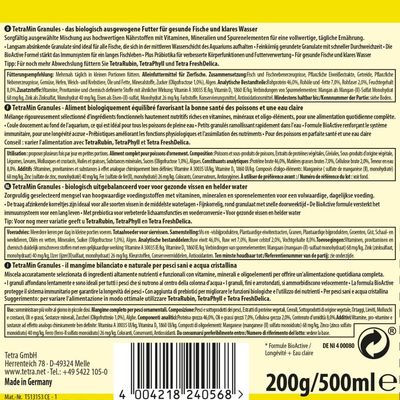 Nourriture en granulés fins TetraMin Granules pour poissons d'ornement d'ea