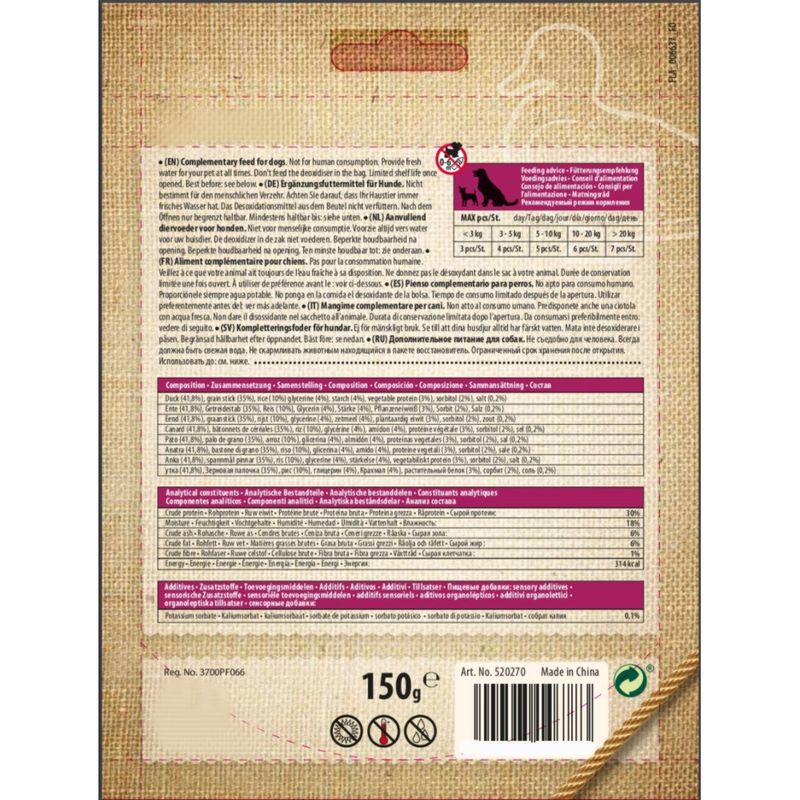 animallparadise - Friandise canard et riz haltère, pour chien,150 g, sans g