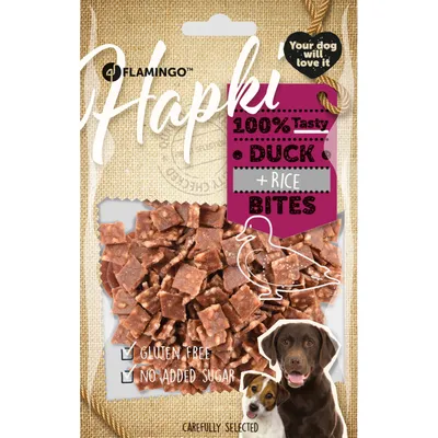 Flamingo - Friandise morceaux de canard Hapki  pour chien 85 g sans gluten Flamingo - Friandise morceaux de canard Hapki  pour chien 85 g sans gluten