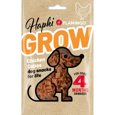 Friandises Hapki Grow Petits blocs avec poulet 85 g pour chiot a partir de