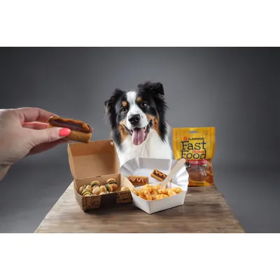 Flamingo - Friandises Fast Food Scampi avec poulet 120 g pour chien