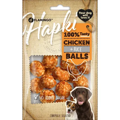Flamingo - Friandises Hapki Boulettes Poulet & Riz 75 g pour chien