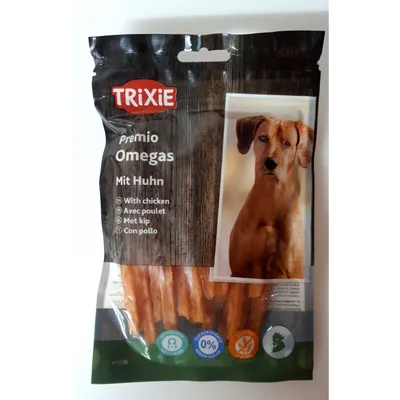 Friandise au poulet  sachet de 100 gr  OMEGA Stripes pour chien