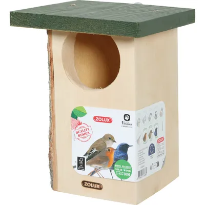 Nichoir en bois massif entrée ø 8 cm environ pour oiseaux  gorge