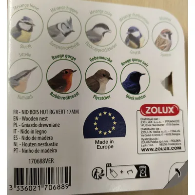 Nichoir en bois massif entrée ø 8 cm environ pour oiseaux  gorge