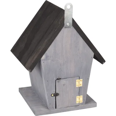 Nichoir pour oiseaux 18.5 x 15 x 23 cm en bois gris /