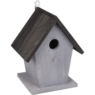 Nichoir pour oiseaux 18.5 x 15 x 23 cm en bois gris /