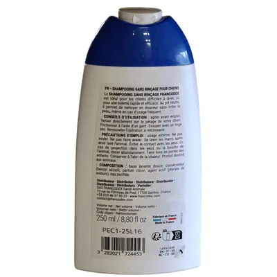 Shampooing Sans Rinçage 250ml pour chien Shampooing Sans Rinçage 250ml pour chien