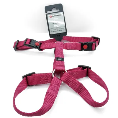 Flamingo - Harnais H Ziggi S/M  tour de cou 35 -50 cm 15 MM  cerise po