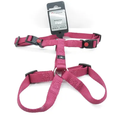 Harnais H Ziggi S/M  tour de cou 35 -50 cm 15 MM  cerise pour chien
