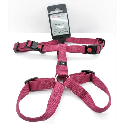 Harnais H Ziggi S/M  tour de cou 35 -50 cm 15 MM  cerise pour chien