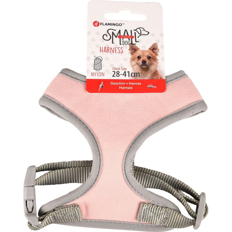 Flamingo - Harnais Small dog XS cou 20 cm corps réglable de 28 à 41 cm rose