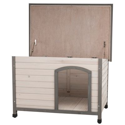 Niche Classic toit plat M-L: 104 x 72 x 68 cm, grise pour chiens