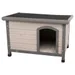 Niche en bois Classic toit plat S-M, 85 x 58 x 60 cm, grise pour chiens