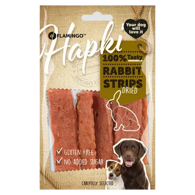 Flamingo - Friandise lamelles de lapin Hapki pour chien 85 g sans gluten