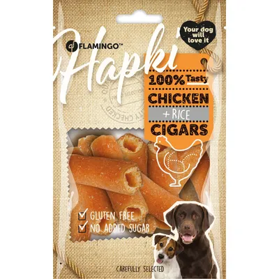 Flamingo - Friandises Hapki Cigare Poulet & Riz 85 g pour chien