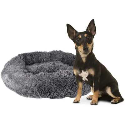 Coussin KREMS rond ø 70 cm gris anti stress pour chiens
