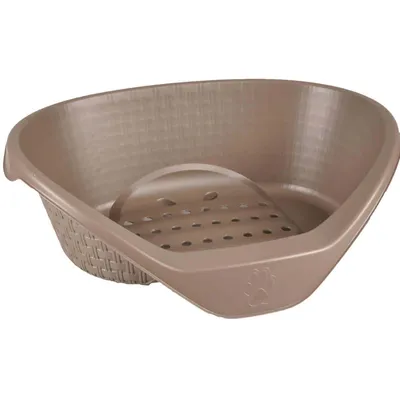 Panier aspect rotin 60 x 44 x 21 cm H gamme Nido couleur taupe pour chien Panier aspect rotin 60 x 44 x 21 cm H gamme Nido couleur taupe pour chien