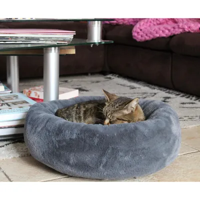 Coussin Noé ø 60 cm gris a poils court pour petits chiens ou chats.