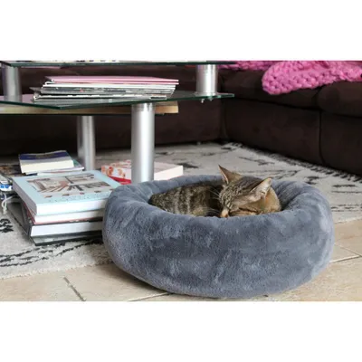 Coussin Noé ø 50 cm gris a poils court pour petits chiens ou chats.