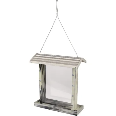 animallparadise - Mangeoire silo pour graines, gris blanc transparent, pour