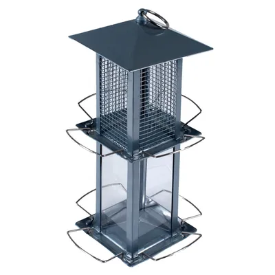 Vadigran - Mangeoire Silo combi Minca graines et arachides gris 38 cm pour