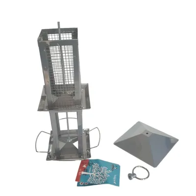 Vadigran - Mangeoire Silo combi Minca graines et arachides gris 38 cm pour