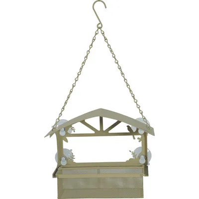 Mangeoire à graines pour fenêtre avec toit, vert, pour oiseaux