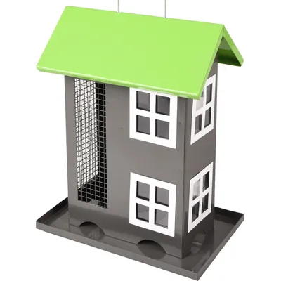 Mangeoire maisonnette 2 en 1 graines et noix, pour oiseaux