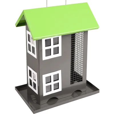Mangeoire maisonnette 2 en 1 graines et noix, pour oiseaux