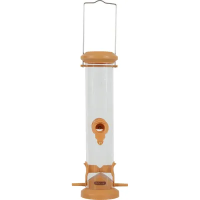 Mangeoire silo à graines, orange, hauteur 44 cm pour oiseaux