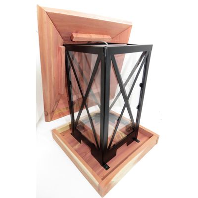 animallparadise - Mangeoire silo à graines, bois métal plexi 22 x 22 x 32 c