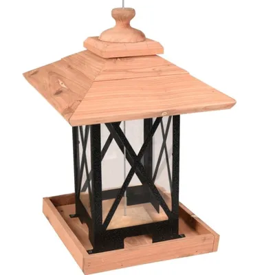 animallparadise - Mangeoire silo à graines, bois métal plexi 22 x 22 x 32 c
