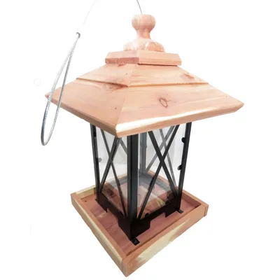 animallparadise - Mangeoire silo à graines, bois métal plexi 22 x 22 x 32 c animallparadise - Mangeoire silo à graines, bois métal plexi 22 x 22 x 32 c