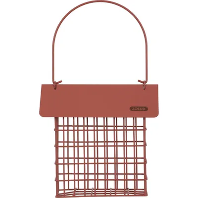 Support pain de graisse en métal avec toit  terracotta  pour oiseaux