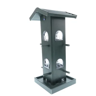 Mangeoire silo maison Verte, bois composite, hauteur 33 cm. pour oiseaux