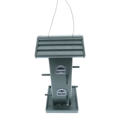 animallparadise - Mangeoire silo maison Verte, bois composite, hauteur 33 c