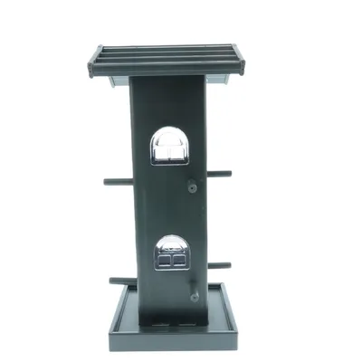 animallparadise - Mangeoire silo maison Verte, bois composite, hauteur 33 c