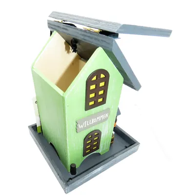 animallparadise - Mangeoire Chapelle en bois, à graines pour oiseaux 18 x 1