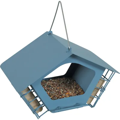 Mangeoire Cabane duo XL  pour graines et bloc de graisse pour oiseaux
