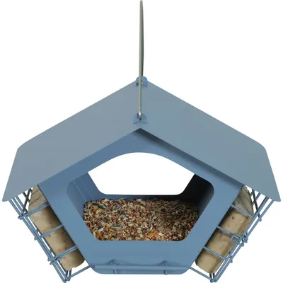 Mangeoire Cabane duo XL  pour graines et bloc de graisse pour oiseaux