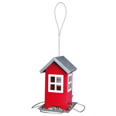 Mangeoire maisonnette  à suspendre hauteur 19 cm, pour graines oiseaux