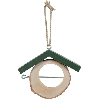 Support pour pomme  en bois massif pour oiseaux