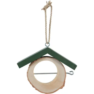Support pour pomme  en bois massif pour oiseaux