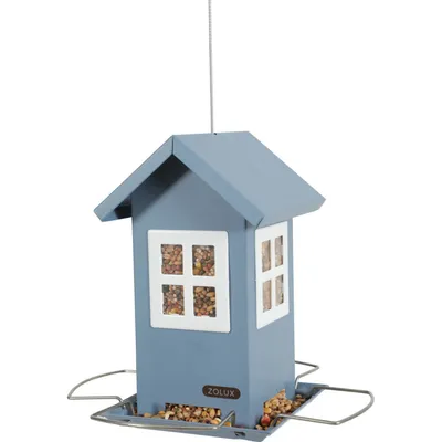 Mangeoire maisonnette  4 fenêtres, pour graines oiseaux.
