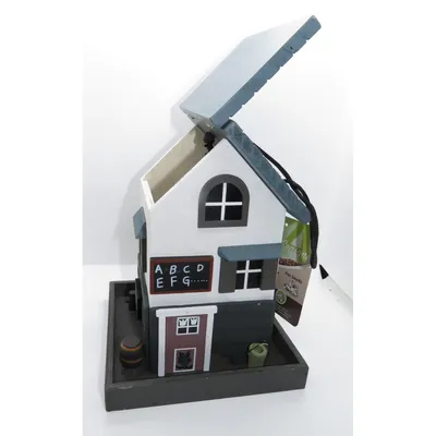 Mangeoire Ecole en bois, à graines pour oiseaux  18 x 18 x 23.5 cm